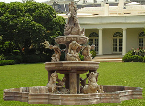 Large Monumental Palatial StoneFountain, large marble garden fountain for sale